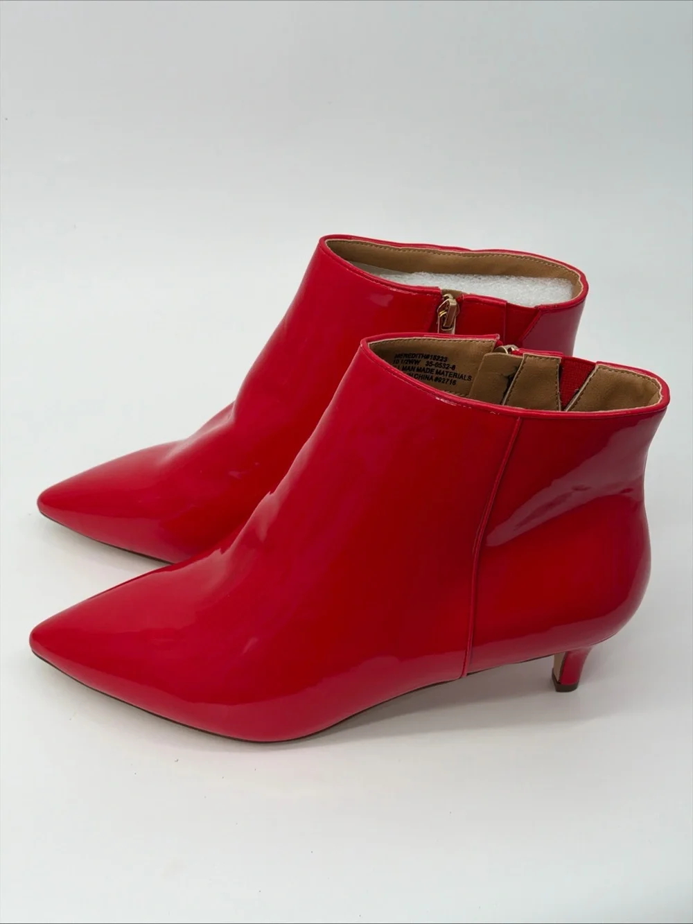Comfortview Red Patent Pointed-Toe Ankle Boots size 10.5 WW New